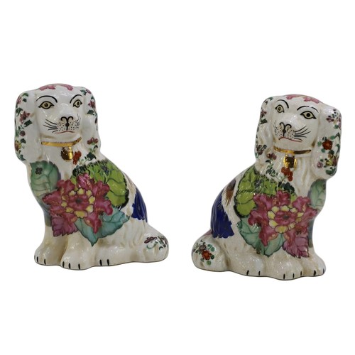 Statuine cani spaniel foglia tabacco piccola 5,9" porcellana vintage dipinte a mano... - Foto 3 di 5