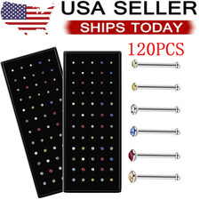 120X Stud Nose Rings Bone Stud Stainless Steel Color Pin Jewelry Piercing Body