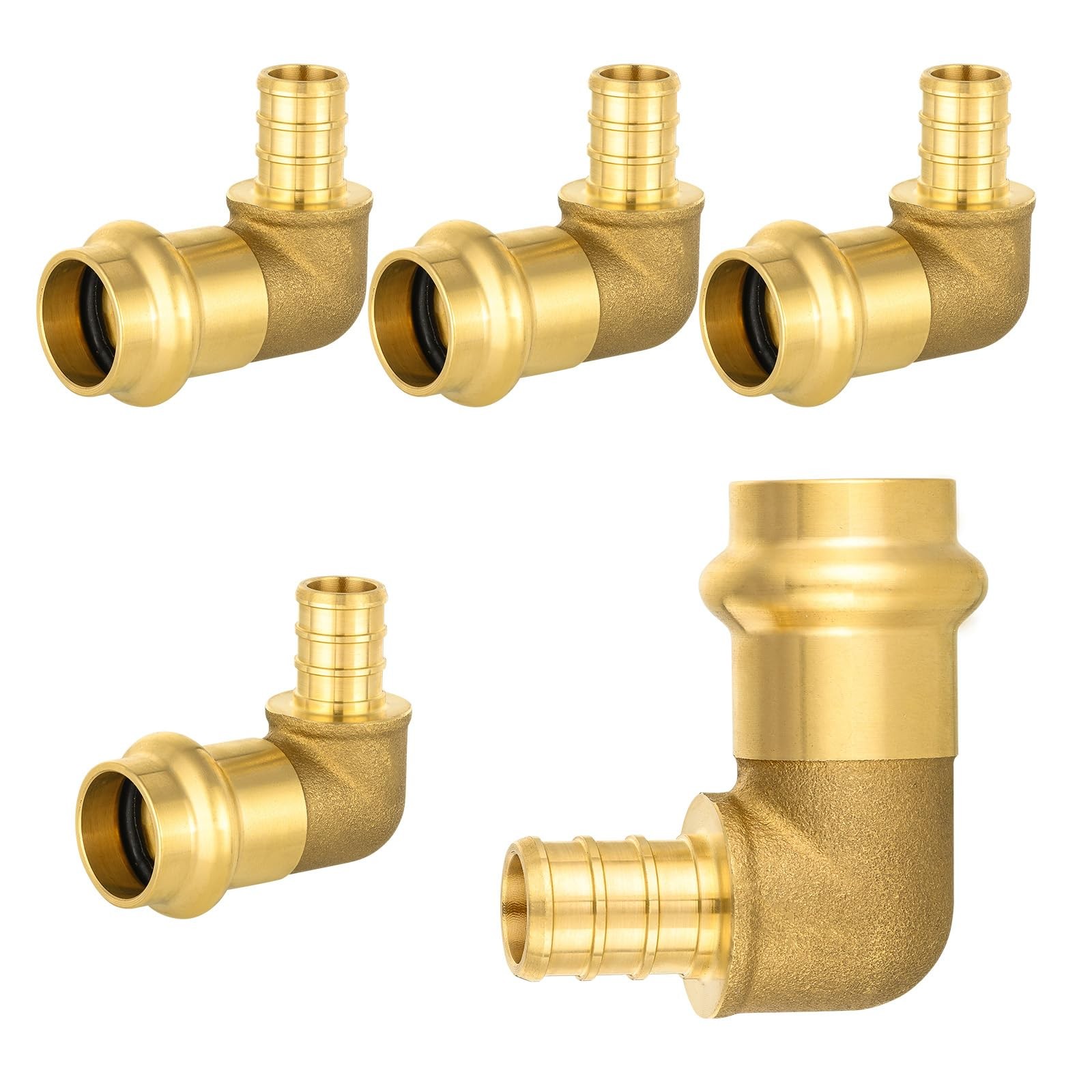 5Pack 1/2 Inch Copper Press x 1/2 Inch Pex Crimp Elbow Brass Press Fitting