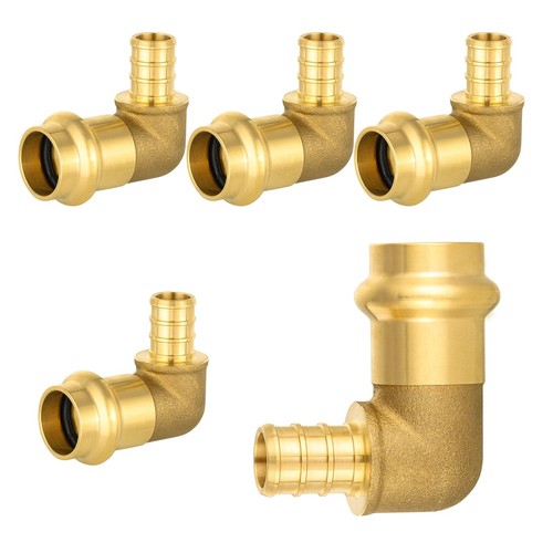 5Pack 1/2 Inch Copper Press x 1/2 Inch Pex Crimp Elbow Brass Press Fitting