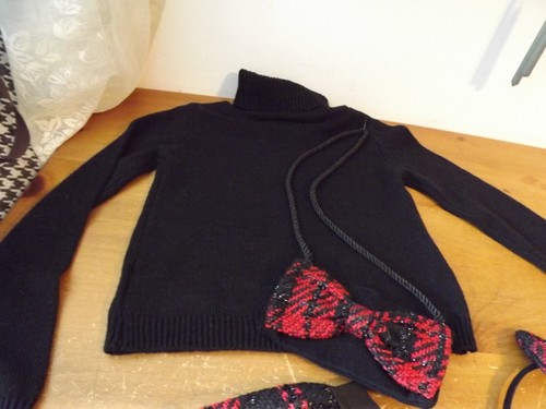 NEW 4PC CYNTHIA ROWLEY sweater skirt purse headband RED & BLACK TWEED SZ 7-8 NWT - Picture 12 of 20