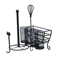 Gourmet Basics by Mikasa Avilla Picnic Storage Caddy, Plate, Napkin & Flatwar...