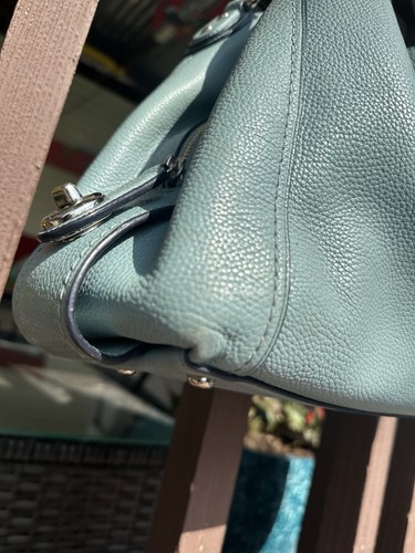 Coach Edie Turnlock Baby Blue Leather Triple Compartment Shoulder Bag - Picture 8 of 24
