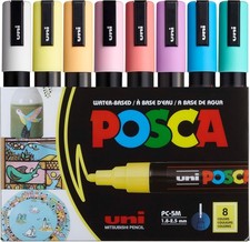 Markers Set, 8 Medium Paint Markers 5M   Soft Tones   White, Sunshine Yellow
