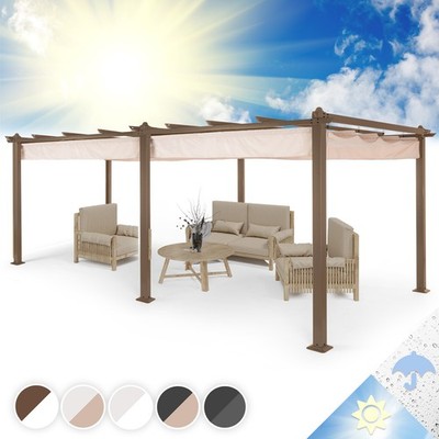 Gartenpavillon Gazebo 3x6m Schrägdach Sonnen UV-Schutz Aluminium Wasserabweisend