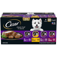 Cesar Classic Loaf in Sauce Wet Dog Food Variety Pack, 3.5 oz., 48 ct.