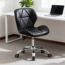 Cushioned Computer Desk Office Chair Chrome Legs Lift Swivel Small Adjustable