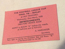 Liverpool FC v Forest at Manchester United League Cup Final 1978 REPLAY TICKET