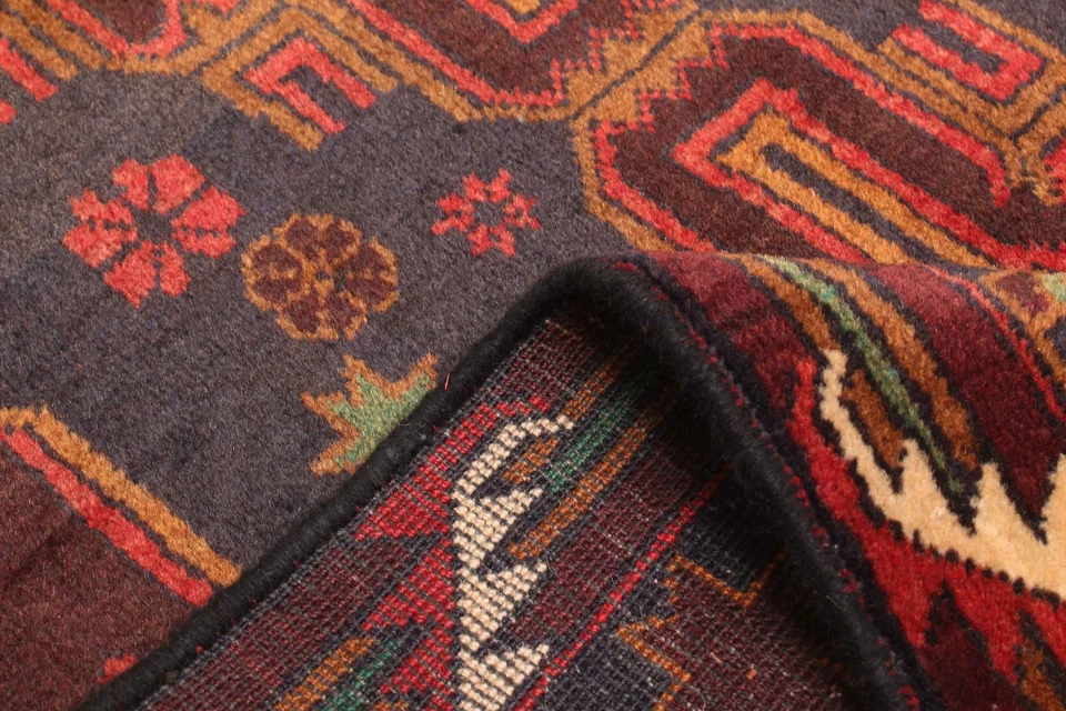 Alfombra geométrica vintage de lana tradicional anudada a mano de 2'10" x 4'7" Foto 4 de 4