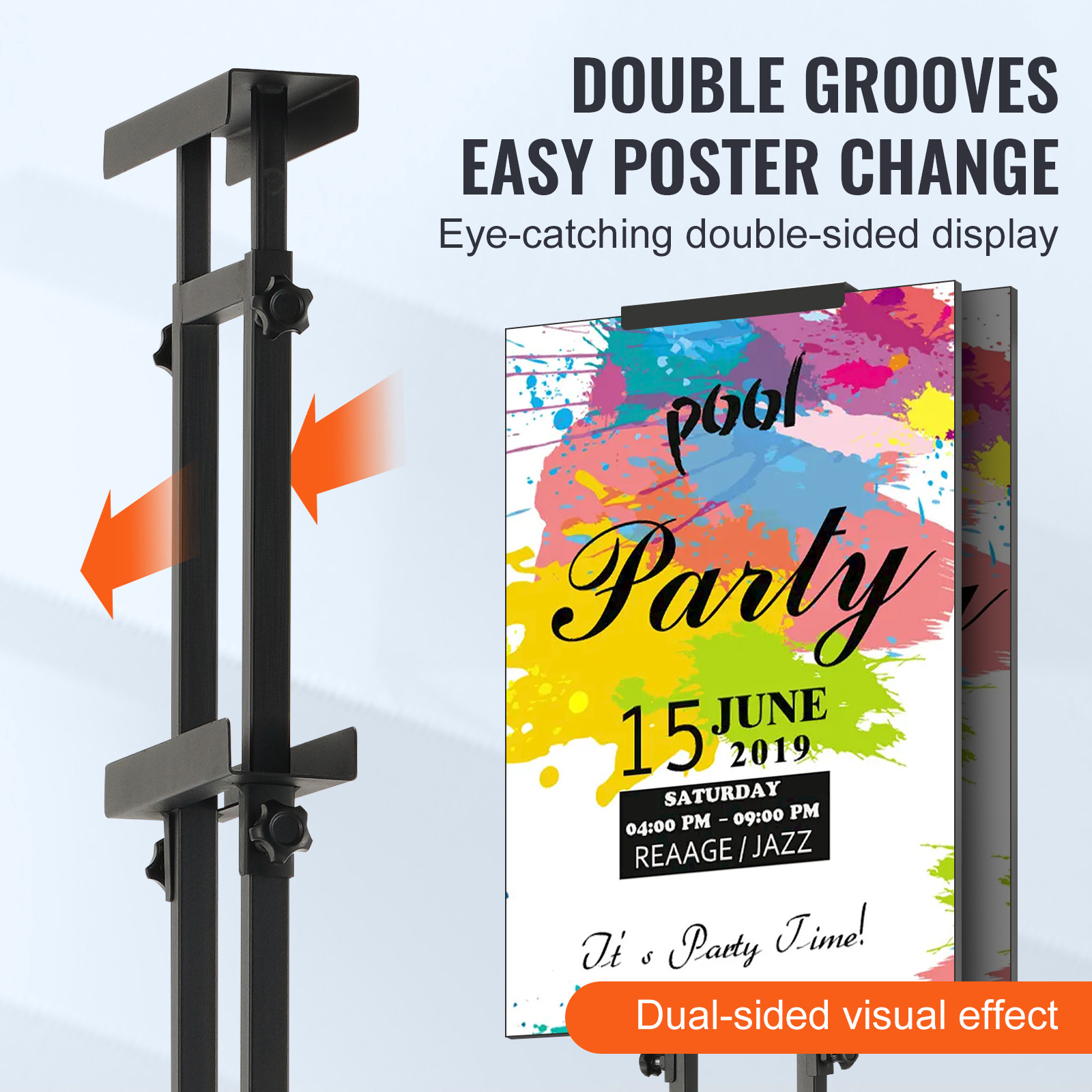 VEVOR Poster Stand Floor Standing Sign Holder 75" Adjustable Height Double-Sided