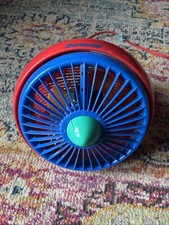 Vintage Duracraft Turbo Fan Model Dt-70 Primary Colors Red Blue Memphis Design