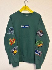 BEN DAVIS Crew Neck Sweatshirt Sleeve Patch Green Size XL