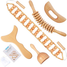 5-In-1 Wood Therapy Massage Tools Lymphatic Drainage Massager for Muscle Pain Re