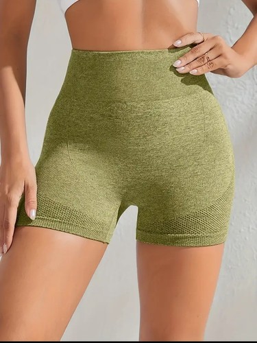 Sexy Green Women's Sz. S Yoga Gym Butt Lifting Shorts With High Waist - Picture 3 of 5