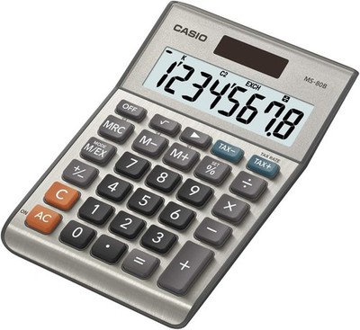 Casio MS-80B Calculator   Desktop Calculator with Tax & Currency - Brush Nickel