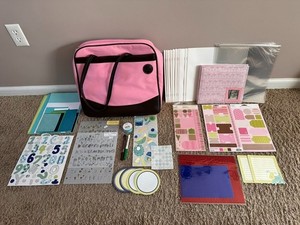 Mimi Memories In Motion Pink Scrap booking Craft Organizer Storage Tote Bag LOT