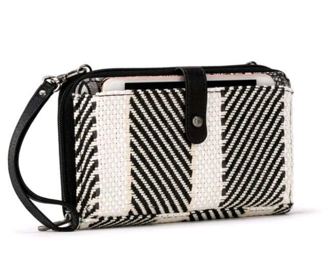 Sakroots Crossbody Bag~ Clutch Wristlet ~ Wallet , Black/White Desert Woven, NWT