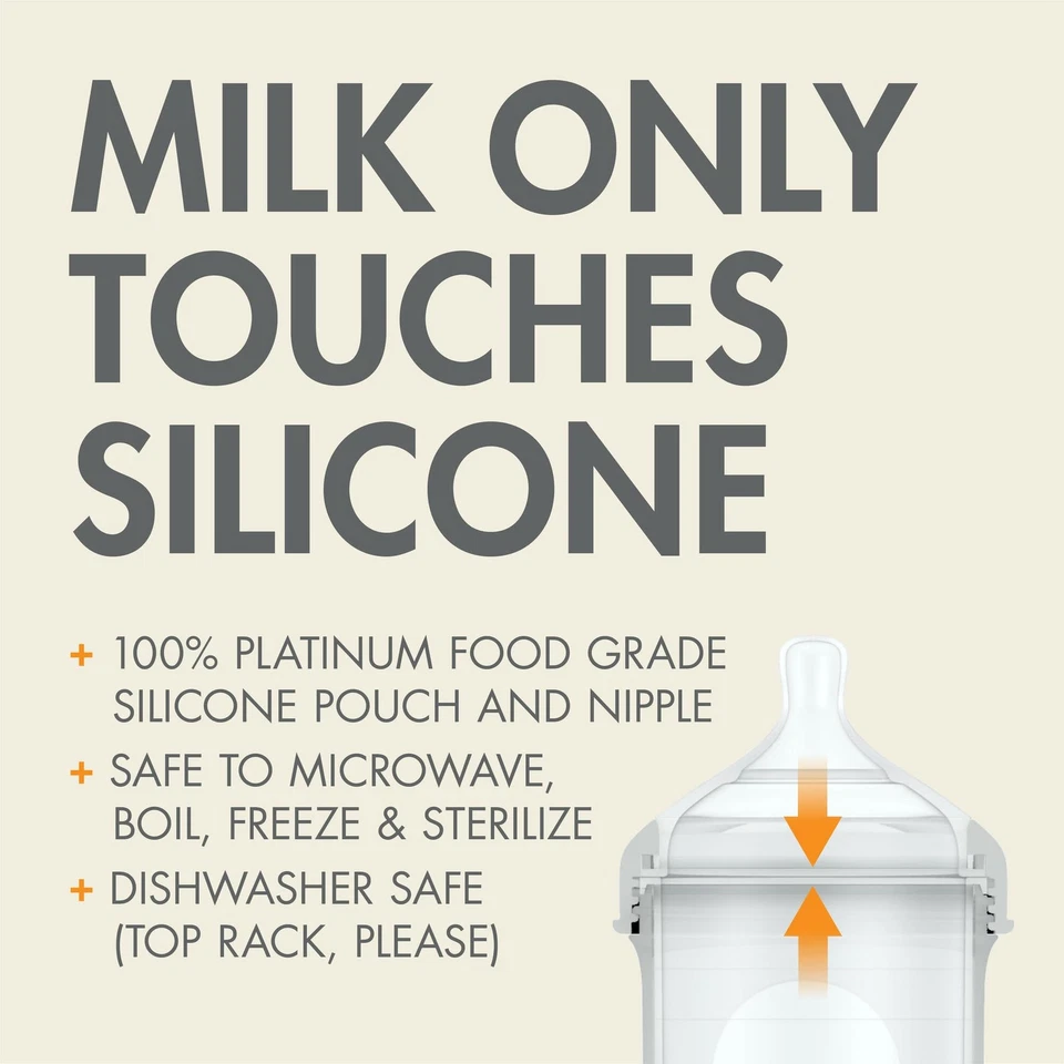 Boon Nursh Bolsa de Silicona Reutilizable Biberones Flujo Medio Pezón Gris 3-6m... Foto 4 de 4