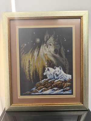 DMC Wolf Framed Cross Stitch Kit with Pattern, Thread, Guide & Color Guide