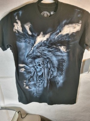 Affliction Y2K Style Double Sided Graphic Native American Front Blue Foil...