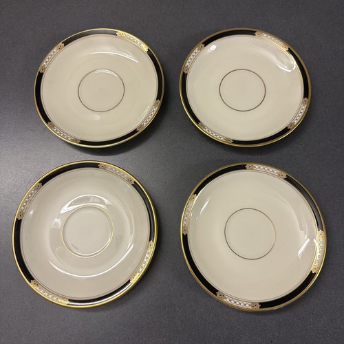 Juego de 4 platillos taza de té Hancock colección presidencial Lenox hechos en EE. UU. USADOS EN EXCELENTE ESTADO