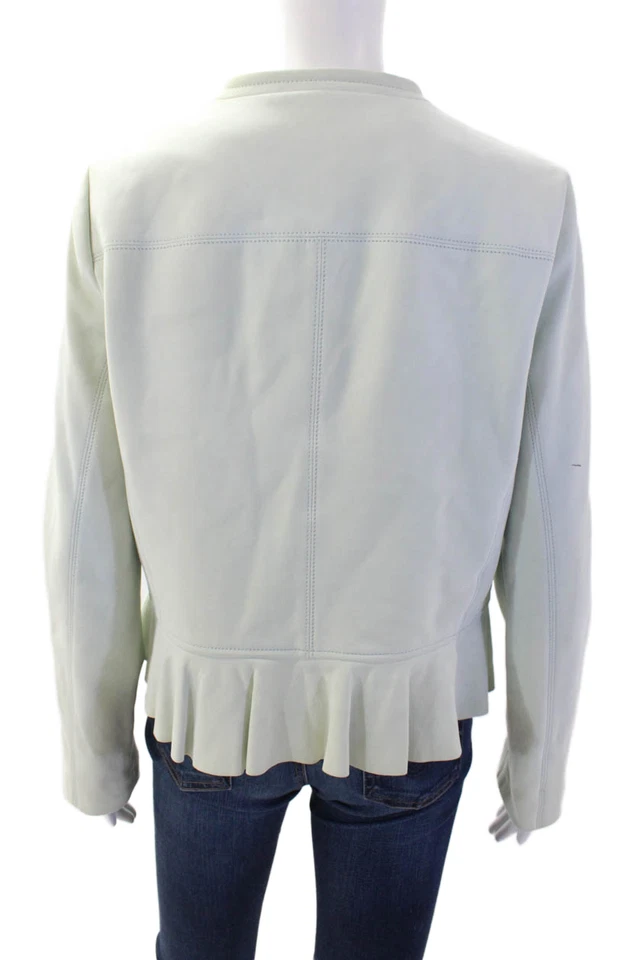 Chaqueta Rebecca Taylor Mujer Cuero Cordero Cremallera Blanca Talla 10 Foto 3 de 4