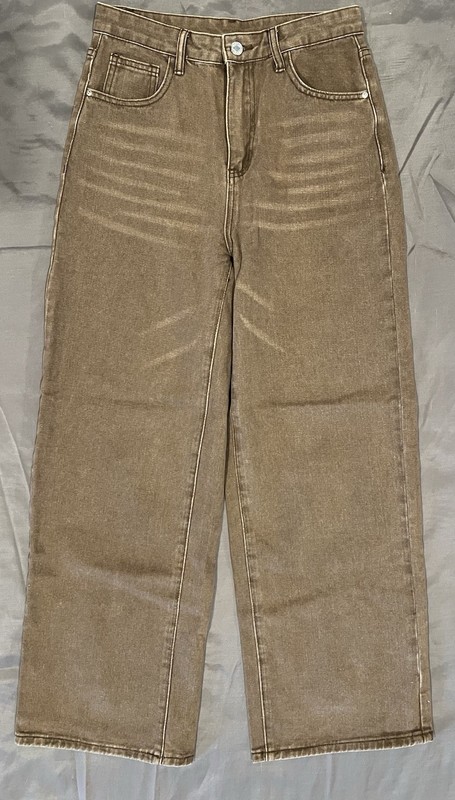 NWOT Shein Mom Jeans Women's SZ 4 Brown High Rise 5-Pocket Zip Fly Wide Leg