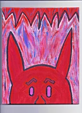 Peek A Boo Devil - Painting 8x10 Abstract Dada Surrealism Acrylic Canvas Satan
