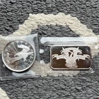 APMEX 1 OZ Silver Bar and 1 OZ silver round .999 Fine Silver  bar is sealed