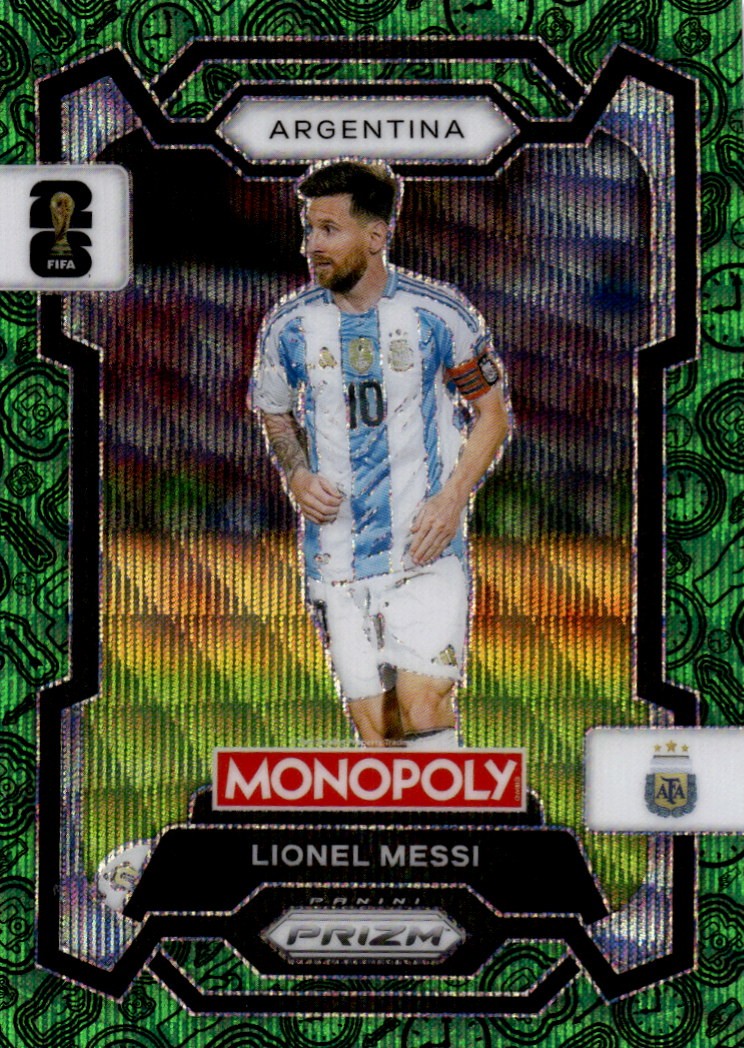2026 Panini Prizm FIFA World Cup #1 Lionel Messi Four Corners Green Wave Prix view 1