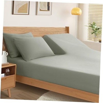  Split Top King Fitted Sheet Only for Adjustable Bed, Ultra-Soft Light Gray