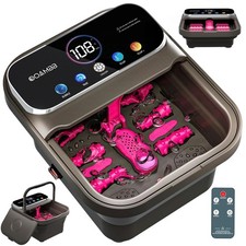 XL Touchscreen Collapsible Foot Spa with Heat, Bubbles, Remote Massage Rollers