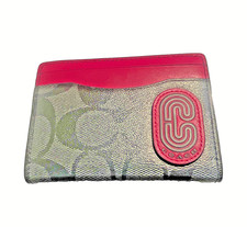 Coach Leather Logo Card Holder ID Wallet Black & Pink Unisex