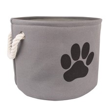 Bone Dry Pet Storage Collection Collapsible Bin, Medium Round, Gray