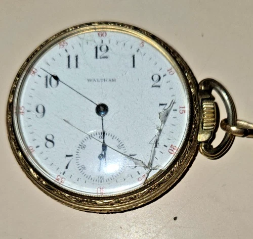 Antique 1903 Waltham 15 Jewel Pocket Watch Parts/Repair 16s 10 kgf Gold Filled