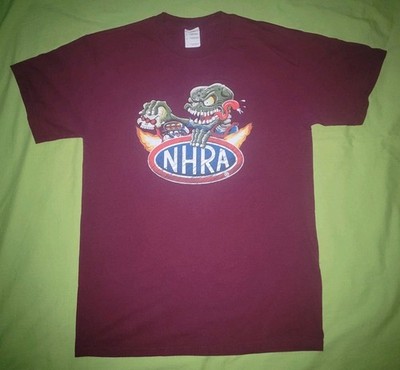 Vintage NHRA Addicted to Nitro Hotrod Drag Racing MEDIUM Maroon Shirt