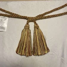 New 6 Conso 6.5” Tassel Drop 27” Tie Backs Gold Burgandy
