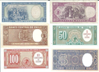 6 DIFFERENT CHILE BANKNOTES 1947-1962 , AU-UNC    K25