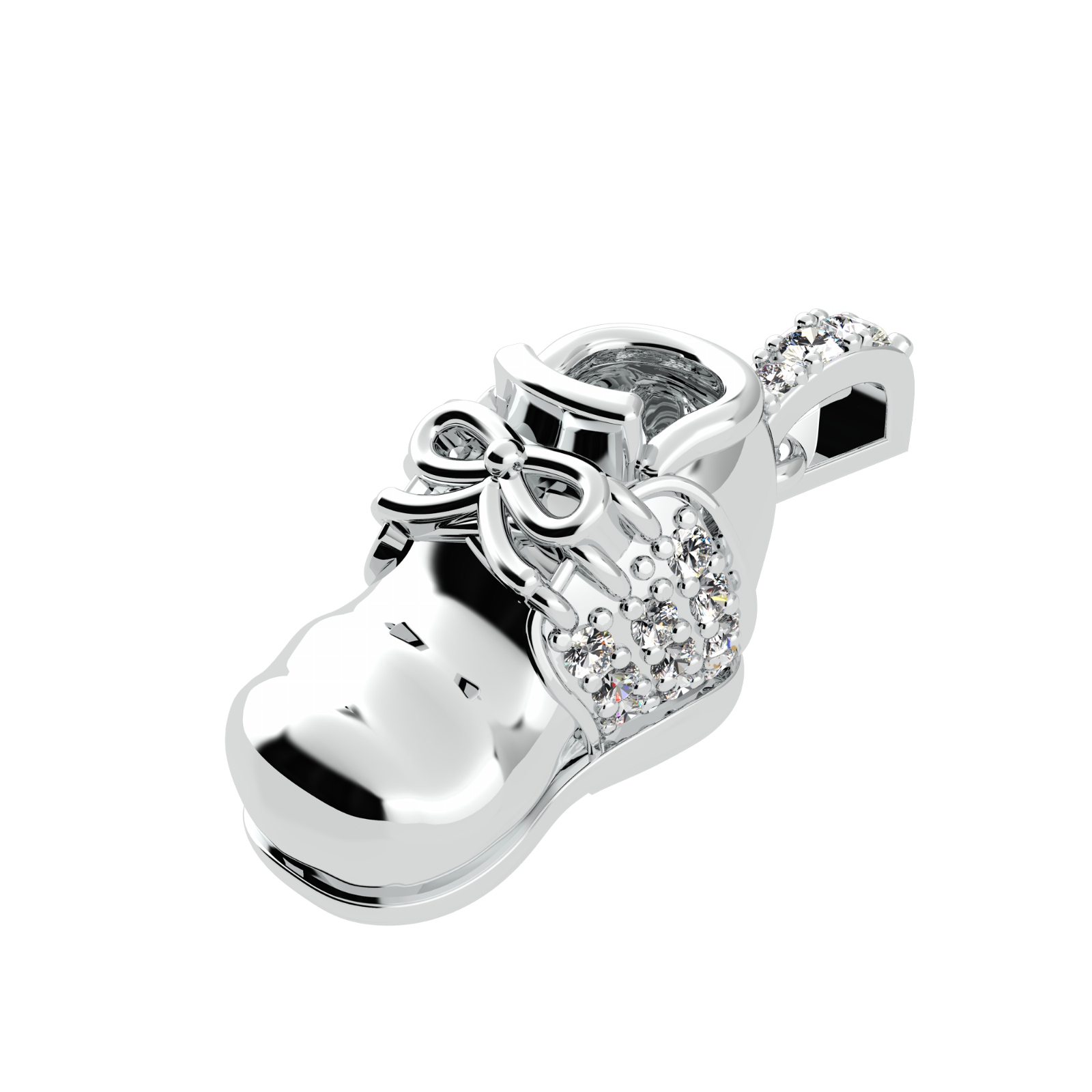 Birthstone Baby Shoe Necklace w/ Pure Brilliance Zirconia in 14K Solid