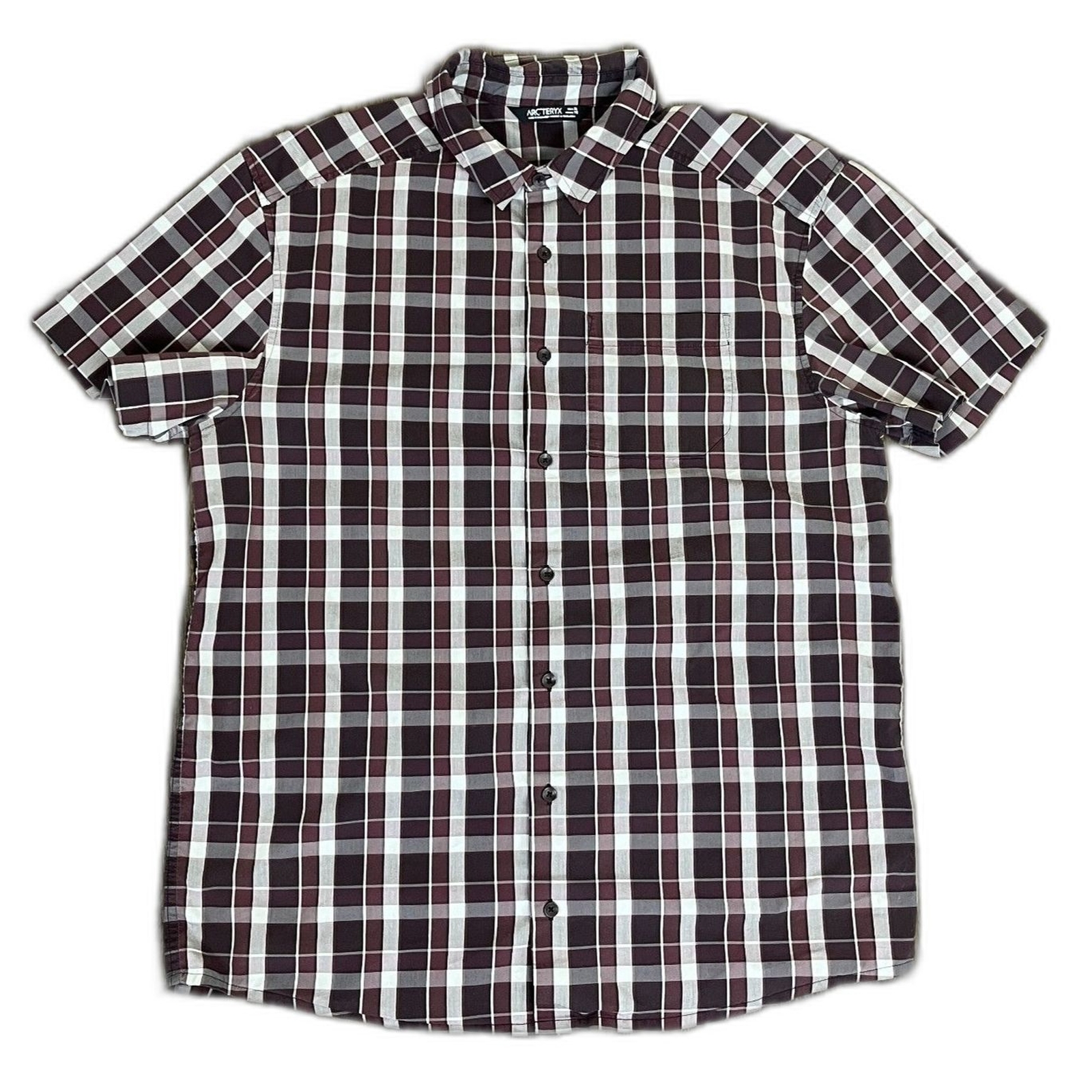 Camicia uomo Arc'teryx taglia XL brohm cotone a quadri manica corta con bottoni casual