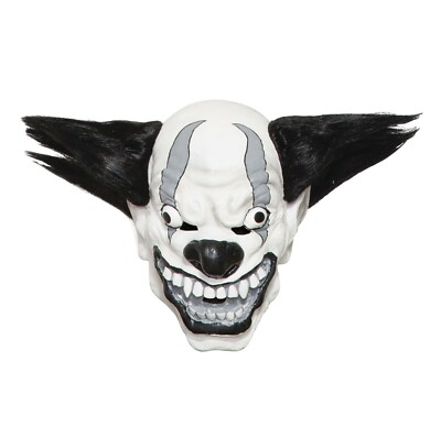 Herren Grusel Latex Horror Bezerk Böser Clown Maske Halloween Killer Haare Kostüm