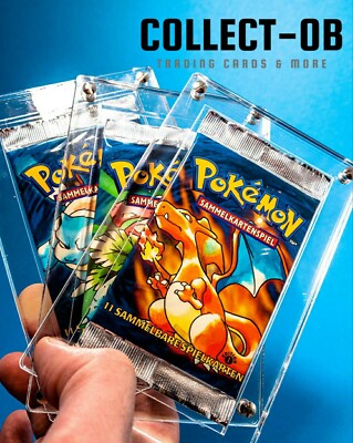 3x Pokemon Booster Acryl Schutz Box Gehäuse protective Case z.B. Base first card