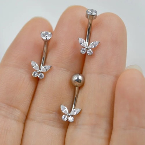 10 Stück G23 Titan Schmetterling Bauchnabel Körperpiercing 14G Kurve Barbells - Bild 2 von 9