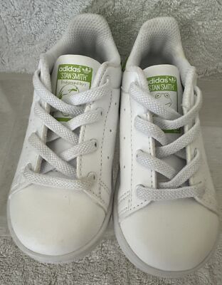 Cute Adidas Stan Smith Kermit Toddler White /Lime Green  Lace Up Sneakers Sz 6K