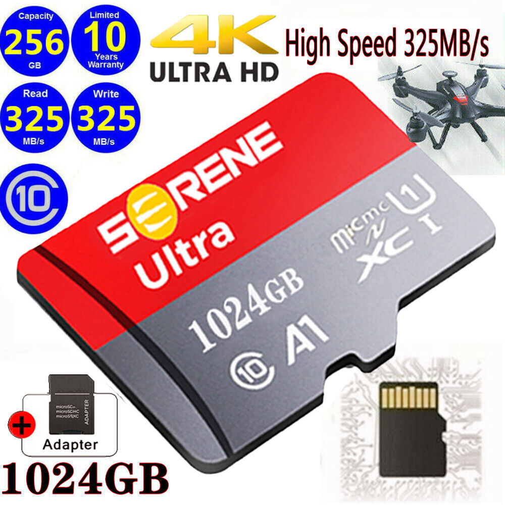 Micro SD Card 64GB 128GB 256GB 1TB Speicherkarte 4K Class10 Flash TF-Karte DE