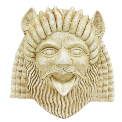 Satyr small relief wall hanging sculpture handmade plaster artifact