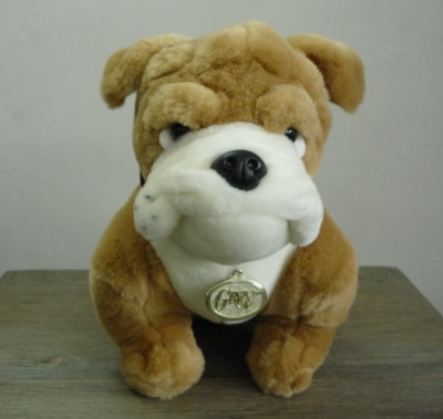 GINA Softoys Bulldogge mit Halsband in Lederoptik weich Welpe Hund Plüschtier 26 cm/10 Zoll