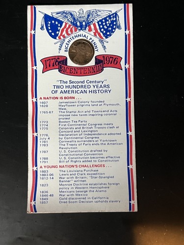 Bicentennial Penny 1975 & history card -westside national bank- rare-advertise - Picture 4 of 5