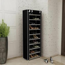 New 9 Tier Shoe Rack Shelf Standing Clost Cabinet Storage with Cover Black