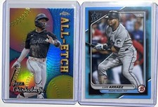 2024 BOWMAN Luis Arraez SKY BLUE /499 & Jazz Chisholm Topps Chrome All-Etch